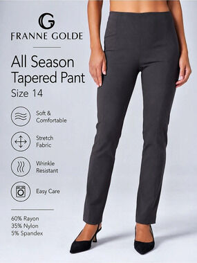 Franne Golde All Season Tapered Pull On Pants Dark Gray Size 14